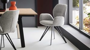 Vierfußstuhl PARTNERRING COLLECTION aus Stoff in Grau PARTNERRING COLLECTION Armlehnstuhl Barolo grauer Boucle Elegant Wish E09 & schwarzes Eisen