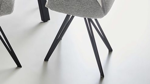 Vierfußstuhl PARTNERRING COLLECTION aus Stoff in Grau PARTNERRING COLLECTION Armlehnstuhl Barolo grauer Boucle Elegant Wish E09 & schwarzes Eisen