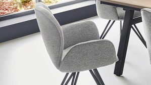 Vierfußstuhl PARTNERRING COLLECTION aus Stoff in Grau PARTNERRING COLLECTION Armlehnstuhl Barolo mit Drehfunktion grauer Boucle Elegant Wish E09 & schwarzes Eisen