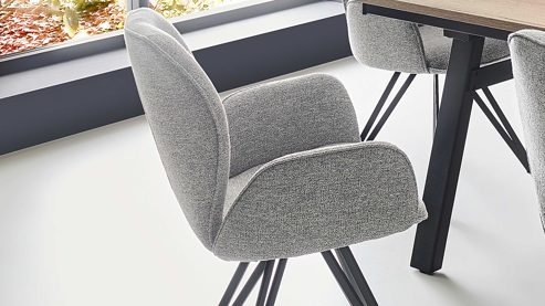 Vierfußstuhl PARTNERRING COLLECTION aus Stoff in Grau PARTNERRING COLLECTION Armlehnstuhl Barolo grauer Boucle Elegant Wish E09 & schwarzes Eisen