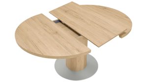 Auszugtisch PARTNERRING COLLECTION aus Holz in Holzfarben Hell PARTNERRING COLLECTION Multi-Decor - Ausziehtisch San Remo Eiche & Edelstahl - Durchmesser ca. 115 cm