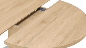 Auszugtisch PARTNERRING COLLECTION aus Holz in Holzfarben Hell PARTNERRING COLLECTION Multi-Decor - Ausziehtisch San Remo Eiche & Edelstahl - Durchmesser ca. 115 cm