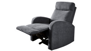 Relaxsessel Pro.com aus Stoff in Grau Polsterprogramm Carolina - Relaxsessel grau-blauer Webstoff & schwarzes Metallgestell