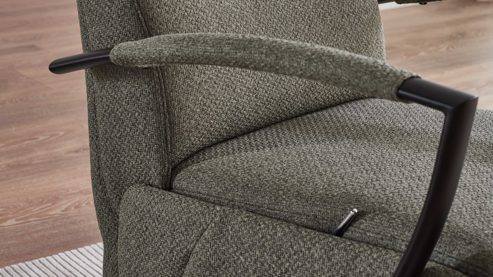 Relaxsessel KAWOO aus Stoff in Dunkelgrün KAWOO Serie Dayton - Relaxsessel olivfarbenes Flachgewebe Portofino & schwarzer Sternfuß