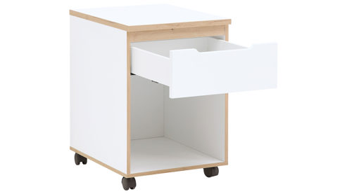 Rollcontainer Innostyle aus Holz in Weiß Büro Serie Memphis - Rollcontainer Weiß & Artisan Eiche - ca. 45 x 66 cm