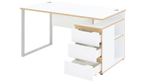 Schreibtisch Innostyle aus Holz in Weiß Büro Serie Memphis - Schreibtisch mit Container Weiß & Artisan Eiche - ca. 150 x 73 cm