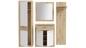 Garderoben-Set Forte® aus Holz in Weiß Garderobenprogramm Baccio - Garderoben-Set Weiß & Artisan Eiche – vierteilig, Breite ca. 206 cm