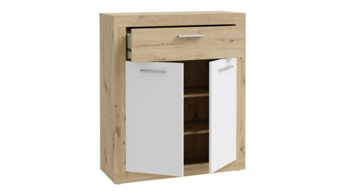 Kommode Forte® aus Holz in Weiß Garderobenprogramm Baccio - Kommode-Set Weiß & Artisan Eiche – ca. 83 x 98 cm