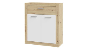 Kommode Forte® aus Holz in Weiß Garderobenprogramm Baccio - Kommode-Set Weiß & Artisan Eiche – ca. 83 x 98 cm