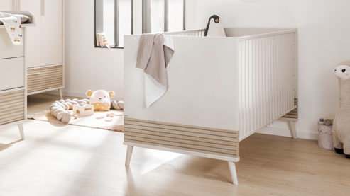 Babybett Paidi aus Holz in Beige PAIDI Eefje – Babybettgestell Cashmere-Beige & Groovy-Oak - Liegefläche ca. 70 x 140 cm