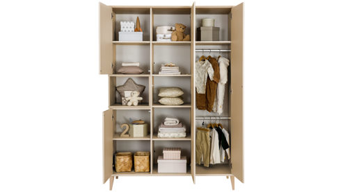 Kleiderschrank Paidi aus Holz in Beige PAIDI Babyzimmer Mila & Ben – Kleiderschrank Cashmere-Beige & Scandinavian Wood - vier Türen, Breite  ca. 141 cm