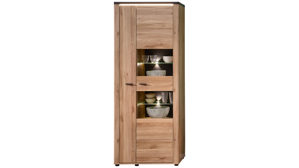 Wohnwand Innostyle aus Holz in Holzfarben Wohnzimmer Serie Tina - Wohnwand mit Beleuchtung Mauvella Eiche & Carbon - dreiteilig, Breite ca. 310 cm