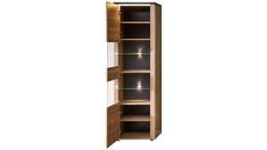 Wohnwand Innostyle aus Holz in Holzfarben Wohnzimmer Serie Tina - Wohnwand mit Beleuchtung Mauvella Eiche & Carbon - dreiteilig, Breite ca. 290 cm