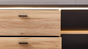 Sideboard Innostyle aus Holz in Holzfarben Wohnzimmer Serie Tina - Sideboard Mauvella Eiche & Carbon - ca. 185 x 84 cm