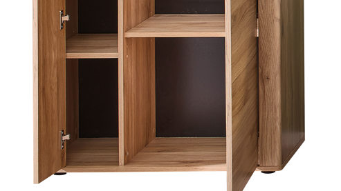 Vitrine Innostyle aus Holz in Holzfarben Wohnzimmer Serie Tina - Highboard mit Beleuchtung Mauvella Eiche & Carbon - ca. 80 x 146 cm