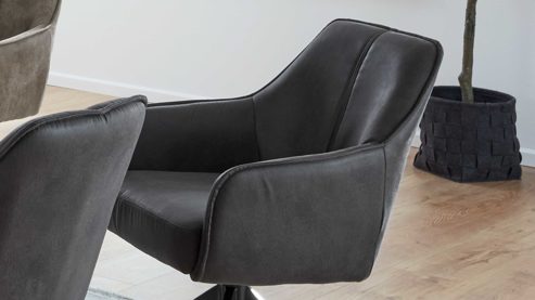 Vierfußstuhl PARTNERRING COLLECTION aus Stoff in Anthrazit PARTNERING COLLECTION Armlehnstuhl Cottage mit Drehfunktion anthrazitfarbene Mikrofaser Aberdeen & schwarzes Eisen