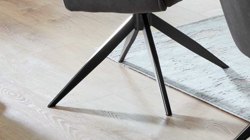 Vierfußstuhl PARTNERRING COLLECTION aus Stoff in Anthrazit PARTNERING COLLECTION Armlehnstuhl Cottage mit Drehfunktion anthrazitfarbene Mikrofaser Aberdeen & schwarzes Eisen