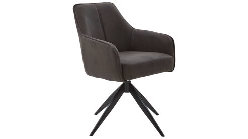 Vierfußstuhl PARTNERRING COLLECTION aus Stoff in Anthrazit PARTNERING COLLECTION Armlehnstuhl Cottage mit Drehfunktion anthrazitfarbene Mikrofaser Aberdeen & schwarzes Eisen