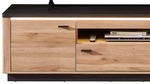 Lowboard Innostyle aus Holz in Holzfarben Wohnzimmer Serie Tina - Lowboard Mauvella Eiche & Carbon - ca. 200 x 57 cm