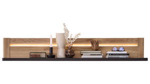 Wandregal Innostyle aus Holz in Holzfarben Wohnzimmer Serie Tina - Wandboard Mauvella Eiche & Carbon - ca. 150 x 25 cm