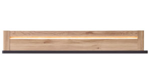 Wohnwand Innostyle aus Holz in Holzfarben Wohnzimmer Serie Tina - Wohnwand mit Beleuchtung Mauvella Eiche & Carbon - dreiteilig, ca. 310 x 175 cm