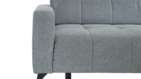 Ecksofa KAWOO aus Stoff in Hellgrau KAWOO Polsterprogramm Nil - Funktions-Ecksofa hellgrauer Chenillebezug Aragon 90 - Stellfläche ca. 277 x 203 cm