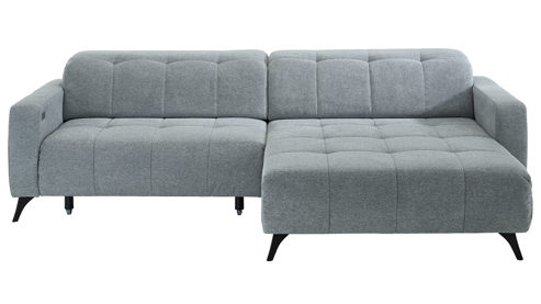 Ecksofa KAWOO aus Stoff in Hellgrau KAWOO Polsterprogramm Nil - Funktions-Ecksofa hellgrauer Chenillebezug Aragon 90 - Stellfläche ca. 277 x 203 cm