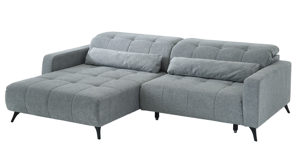 Ecksofa KAWOO aus Stoff in Hellgrau KAWOO Polsterprogramm Nil - Funktions-Ecksofa hellgrauer Chenillebezug Aragon 90 - Stellfläche ca. 203 x 277 cm