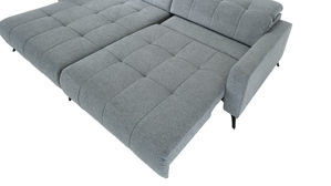 Ecksofa KAWOO aus Stoff in Hellgrau KAWOO Polsterprogramm Nil - Funktions-Ecksofa hellgrauer Chenillebezug Aragon 90 - Stellfläche ca. 203 x 277 cm