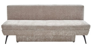 Schlafsofa Restyl aus Stoff in Hellbraun Schlafsofa Terri taupefarbener Chenillebezug 2-7092 & schwarze Metallfüße