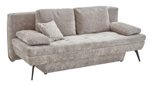 Schlafsofa Restyl aus Stoff in Hellbraun Schlafsofa Terri taupefarbener Chenillebezug 2-7092 & schwarze Metallfüße