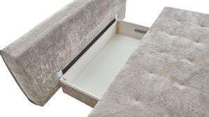 Schlafsofa Restyl aus Stoff in Hellbraun Schlafsofa Terri taupefarbener Chenillebezug 2-7092 & schwarze Metallfüße