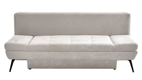 Schlafsofa Restyl aus Stoff in Beige Schlafsofa Terri cremefarbener Chenillebezug 2-7096 & anthrazitfarbene Metallfüße