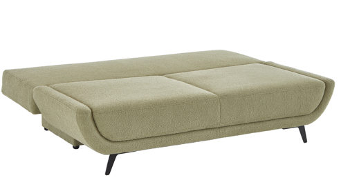 Schlafsofa Restyl aus Stoff in Grün Schlafsofa Xally olivfarbener Chenillebezug 1-6419 & schwarze Metallfüße