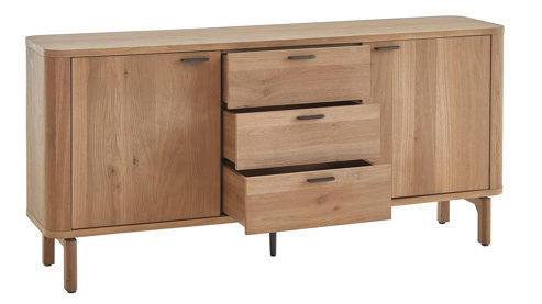 Sideboard WOODS & TRENDS aus Holz in Holzfarben WOODS & TRENDS Esszimmer Serie Zade - Sideboard Eiche - zwei Türen, drei Schubladen, Breite ca. 180 cm