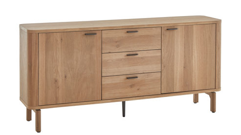 Sideboard WOODS & TRENDS aus Holz in Holzfarben WOODS & TRENDS Esszimmer Serie Zade - Sideboard Eiche - zwei Türen, drei Schubladen, Breite ca. 180 cm