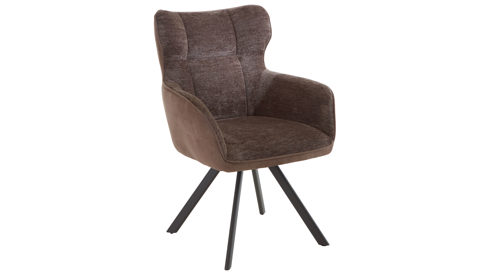 Vierfußstuhl Habufa® aus Stoff in Braun HABUFA® Polsterstuhl Joah mit Drehfunktion lava-leberfarbener Bezug & graphitfarbenes Metall