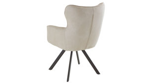 Vierfußstuhl Habufa® aus Stoff in Beige HABUFA® Polsterstuhl Joah mit Drehfunktion creme-champagnerfarbener Bezug & graphitfarbenes Metall
