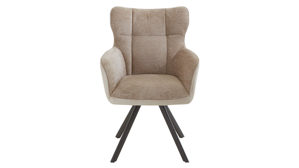 Vierfußstuhl Habufa® aus Stoff in Beige HABUFA® Polsterstuhl Joah mit Drehfunktion creme-champagnerfarbener Bezug & graphitfarbenes Metall