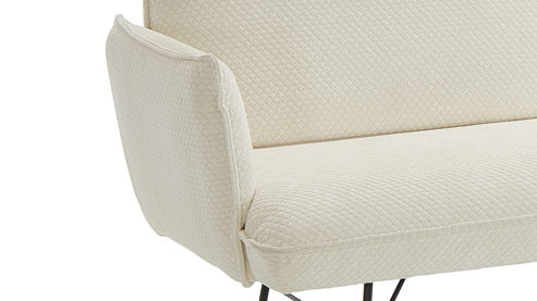 Polsterbank K+w polstermöbel aus Stoff in Weiß Esszimmerserie Base - Polsterbank weißer Bezug 940-30 & schwarzes Drahtgestell - Breite ca. 232 cm