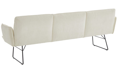 Polsterbank K+w polstermöbel aus Stoff in Weiß Esszimmerserie Base - Polsterbank weißer Bezug 940-30 & schwarzes Drahtgestell - Breite ca. 232 cm
