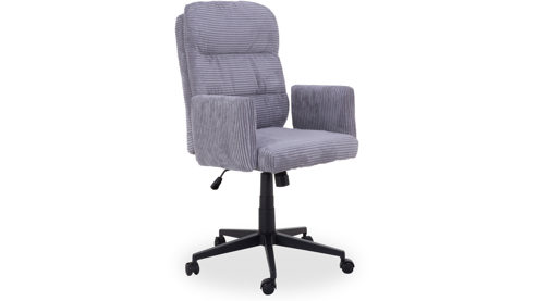 Bürostuhl Duo collection aus Stoff in Grau Drehsessel Charly grauer Cordbezug & schwarzes Drehkreuz