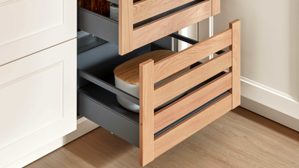 Einbauküche Nobilia® aus Holz in Hellgrau nobilia® Einbauküche Cascada mit Einbaugeräten Weiß & Eiche - Stellfläche ca. 275 x 305 cm