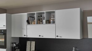 Einbauküche Nobilia® aus Holz in Hellgrau nobilia® Einbauküche Softline mit Elektrogeräten, z. B. Kühlschrank Seidengrau - Länge ca. 390 cm
