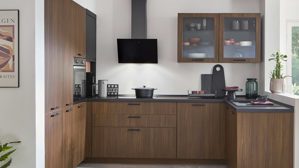 Einbauküche Nobilia® aus Holz in Holzfarben nobilia® Einbauküche Structura mit privileg Elektrogeräten Nussbaum Milano - Stellfläche ca. 240 x 310 cm