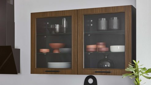 Einbauküche Nobilia® aus Holz in Holzfarben nobilia® Einbauküche Structura mit privileg Elektrogeräten Nussbaum Milano - Stellfläche ca. 240 x 310 cm