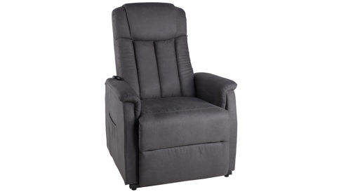 Relaxsessel Duo collection aus Stoff in Anthrazit Delphi Relaxsessel mit Aufstehhilfe anthrazitfarbener Mikorfaserbezug & schwarzes Metallgestell