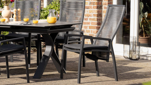 Gartenstuhl /-sessel Interliving aus Kunstfaser in Anthrazit Interliving Gartenmöbel Serie 7011 - Positionsstuhl anthrazitfarbenes Rope, TEXTILENE® & Aluminium