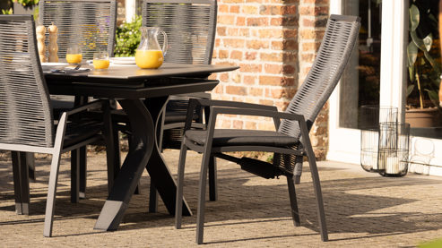 Gartenstuhl /-sessel Interliving aus Kunstfaser in Anthrazit Interliving Gartenmöbel Serie 7011 - Positionsstuhl anthrazitfarbenes Rope, TEXTILENE® & Aluminium