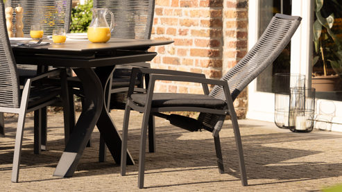 Gartenstuhl /-sessel Interliving aus Kunstfaser in Anthrazit Interliving Gartenmöbel Serie 7011 - Positionsstuhl anthrazitfarbenes Rope, TEXTILENE® & Aluminium